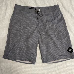 RVCA Men's Grey Atlas Elastic Drawstring Swim Shorts Size 31